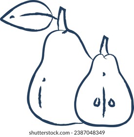 Pear cut hand drawn vector illustration