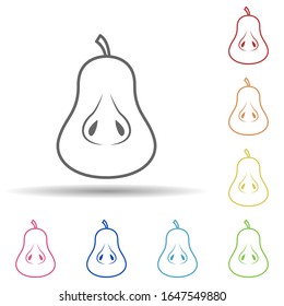 Pear cut in multi color style icon. Simple thin line, outline vector of fruit icons for ui and ux, website or mobile application