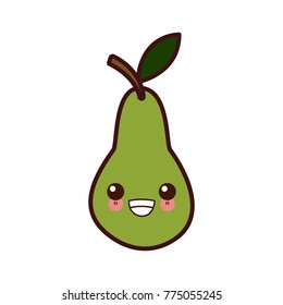 Pear delicious fruit kawaii cute cartoon