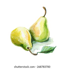 Pear Dessert, Watercolor Art