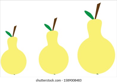 Pear in different sizes, vector graphics