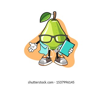 Pear doctor cartoon. Mascot Character vector.