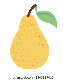 Pear doodle vector illustration isolated on white.