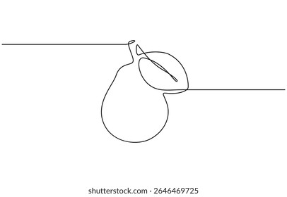 Pear drawing drawn with one continuous line, Pear in one line drawing art style. Minimalist black linear sketch isolated on white background. Vector illustration