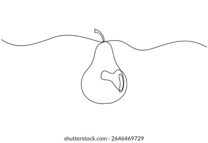 Pear drawing drawn with one continuous line, Pear in one line drawing art style. Minimalist black linear sketch isolated on white background. Vector illustration