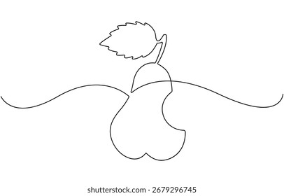 Pear drawing drawn with one continuous line.
