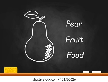 Pear drawing on blackboard
