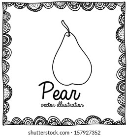 pear drawing over white background vector illustration