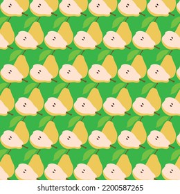Pear drawing pattern with green background