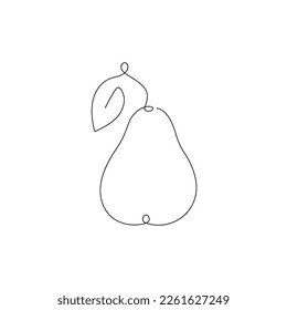 Pear drawn in one continuous line. One line drawing, minimalism. Vector illustration.