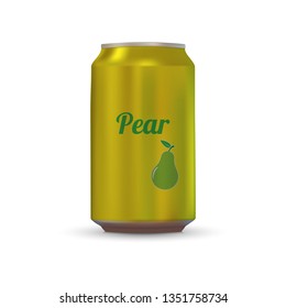 Pear Drink aluminium can isolated on white background