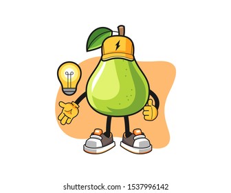 Pear electrician cartoon. Mascot Character vector.