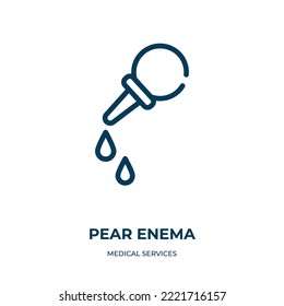 Pear enema icon. Linear vector illustration from medical services collection. Outline pear enema icon vector. Thin line symbol for use on web and mobile apps, logo, print media.