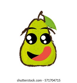 pear expressions hungry face icon, vector illustration