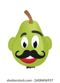  Pear face character. Funny icon. vector