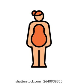 Pear female body type color line icon for digital and print projects. Minimal clean icons for apps and websites. Modern simple icons for UI UX and branding