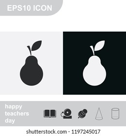 Pear flat black and white vector icon.