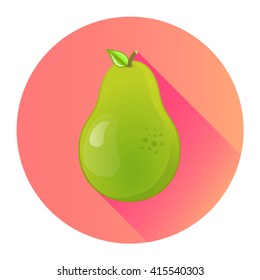 pear flat design isolated on a circle with shadow