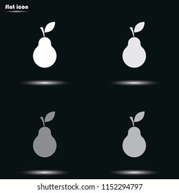 Pear flat grayscale vector icon.