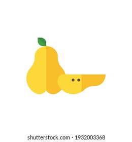 Pear Flat Icon Logo Illustration Vector Isolated. Fruit and Healthy Food Icon-Set. Suitable for Web Design, Logo, App, and Upscale Your Business.