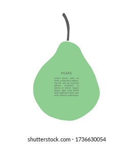 Pear flat illustration with place for text on the white background