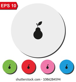 Pear flat round colorful vector icon.