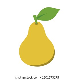 Pear in flat style. Food icon. Isolated vector illustration.