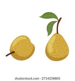 Pera. Clipart de vetor plano, ilustração com plano de fundo isolado.