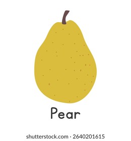 Pear flat vector illustration. Pear cartoon clipart style isolated on white background. Common fruit Pome and Apple-like fruit concept