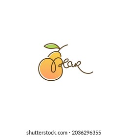 pear flavor, doodle logo, label, emblem with simple fruit image and lettering composition