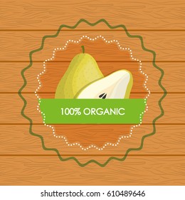 pear food organic over wooden vector illustration eps 10