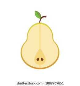 Birne frische, leckere Halbfrucht einzeln auf Stil Symbol Vektorgrafik Design