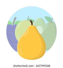 Pear Fresh Fruit Flat Icon Vector