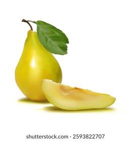 Pear. Fresh, nutritious, delicious Pear. A delicious and healthy dessert. Elements for label design. Fruit ingredients in mesh technique. Vector illustration.