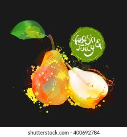 Pear fresh organic food label, badge or seal. 