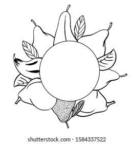 Pear fruit banner template in hand drawn style. Vector illustration. Perfect for print, web, store