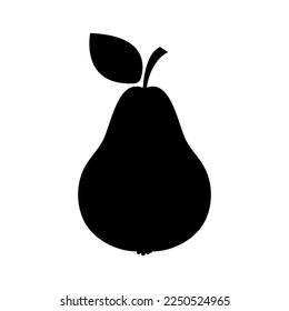 pear fruit black silhouette, simple flat black filled vector icon, fruits