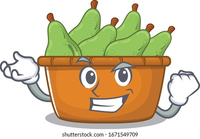 Pear fruit box cartoon character style with happy face