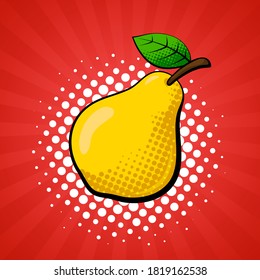 Pear fruit in bright colorful pop-art style.