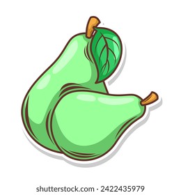 Pear fruit cartoon hand draw style 
