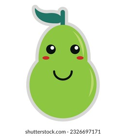pear fruit cartoon illustration, white color background