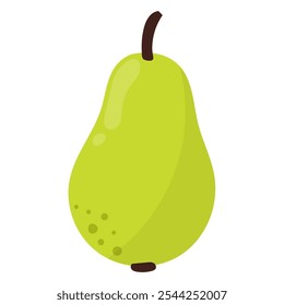 Pear fruit in cartoon style on white background. Healthy food isolated element. Vector illustration