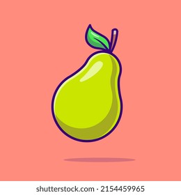 Pear Fruit Cartoon Vector Icon Illustration. Food Nature Icon Concept Isolated Premium Vector. Flat Cartoon Style
