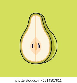 Pear Fruit Cartoon Vector Icon Illustration. Food Fruit Icon Concept Isolated Premium Vector. Flat Cartoon Style Suitable for Web Landing Page, Banner, Sticker, Background