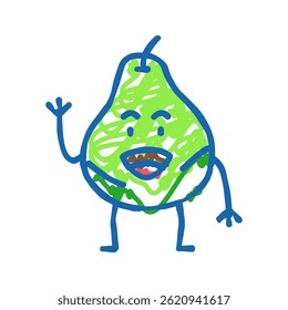 pear fruit character doodle icon sketch vector. pear fruit character sign. isolated symbol illustration