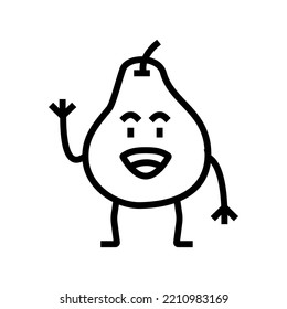 pear fruit character line icon vector. pear fruit character sign. isolated contour symbol black illustration