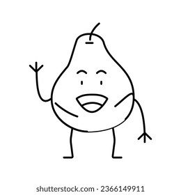 pear fruit character line icon vector. pear fruit character sign. isolated contour symbol black illustration