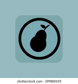 Pear fruit in circle, in square, on pale blue background