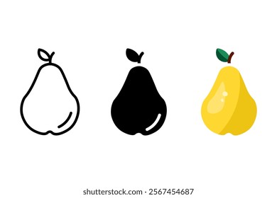 Pear fruit color icon. Yellow pear symbol. Fresh rand ripe fruit sign. Nature pictogram.