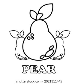 pear fruit coloring page. healthy food coloring page for children on white background